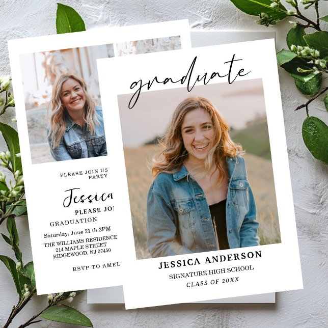  Multiple Photo Graduation Card, Minimalist Senior Invitation (Creator Uploaded)