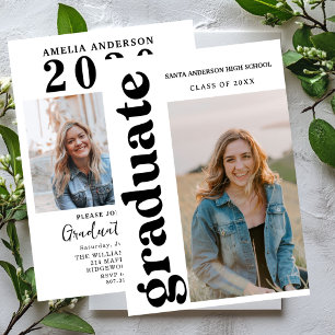  Multiple Photo Graduation Card, Minimalist Senior Invitation