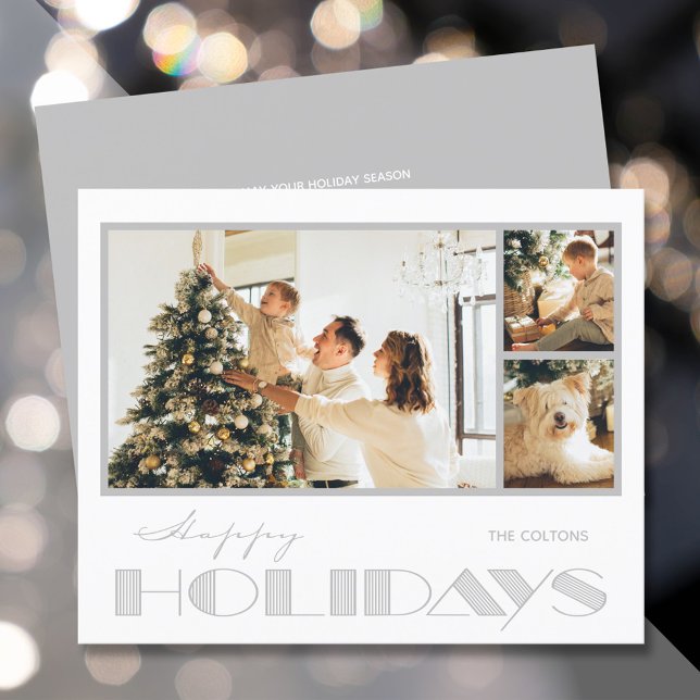 Multiple Photo Silver Happy Holidays Budget Cards (Creator Uploaded)
