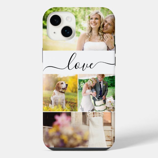Multiple photos love script newlywed bride  iPhone case (Back)