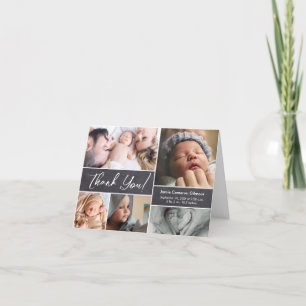 Multiple pictures Newborn Custom Name stats Thank You Card