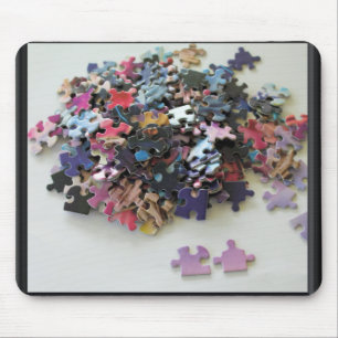 Multiple puzzle colourful puzzle pieces mouse pad