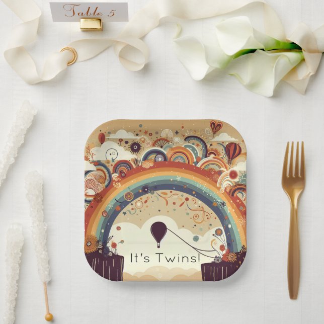 Multiple Rainbow Baby Shower Paper Plate (Wedding)