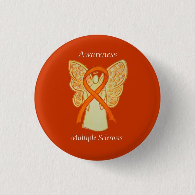 Multiple Sclerosis Angel Awareness Ribbon Pins (Front)