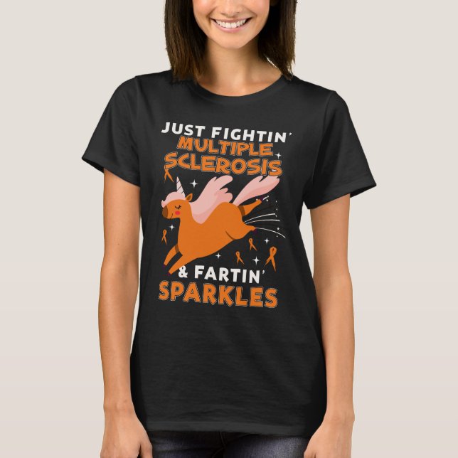 multiple sclerosis appendix cancer unicorn farting T-Shirt (Front)