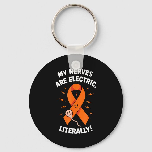 Multiple Sclerosis Awareness 2025 -orange Ribbon_  Key Ring (Front)