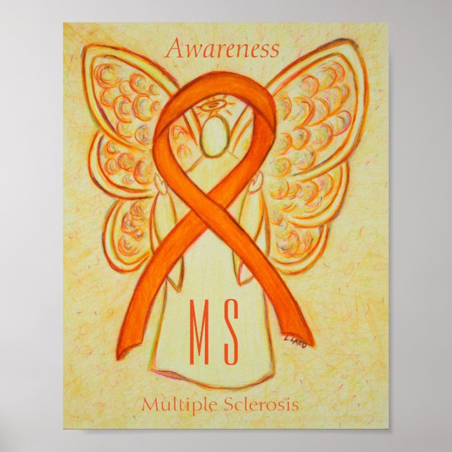 Multiple Sclerosis Awareness Angel Ribbon Posters (Front)