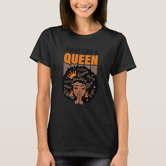 Multiple Sclerosis Awareness  Fight Like A Queen T-Shirt (Front)