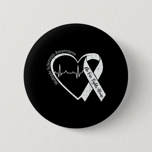 Multiple Sclerosis Awareness Ms Awareness Heart 6 Cm Round Badge (Front)