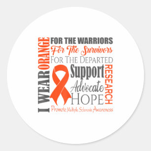 Multiple Sclerosis Awareness _ Ms Orange Ribbon Su Classic Round Sticker