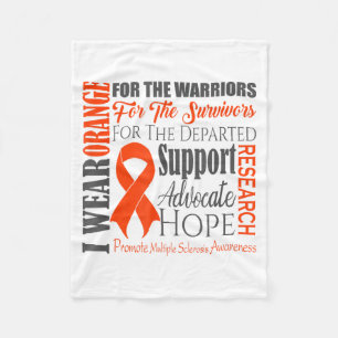 Multiple Sclerosis Awareness _ Ms Orange Ribbon Su Fleece Blanket
