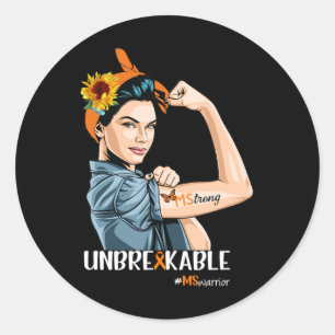 Multiple Sclerosis Awareness Ms Warrior Classic Round Sticker