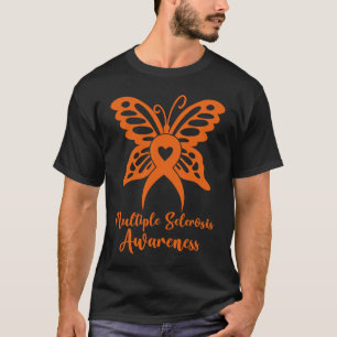 Multiple Sclerosis Awareness Orange Butterfly Ribb T-Shirt