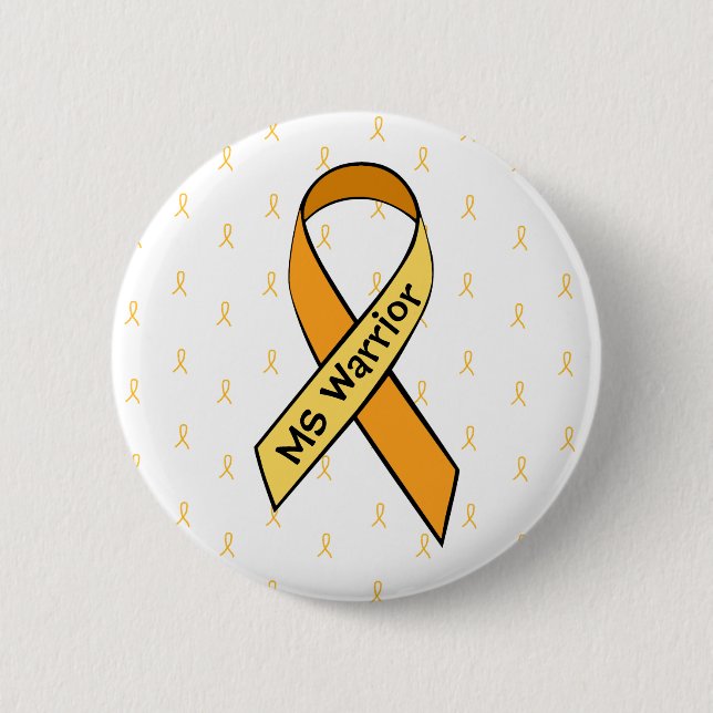 Multiple Sclerosis Awareness Orange Ribbon Button (Front)