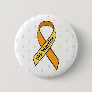 Multiple Sclerosis Awareness Orange Ribbon Button