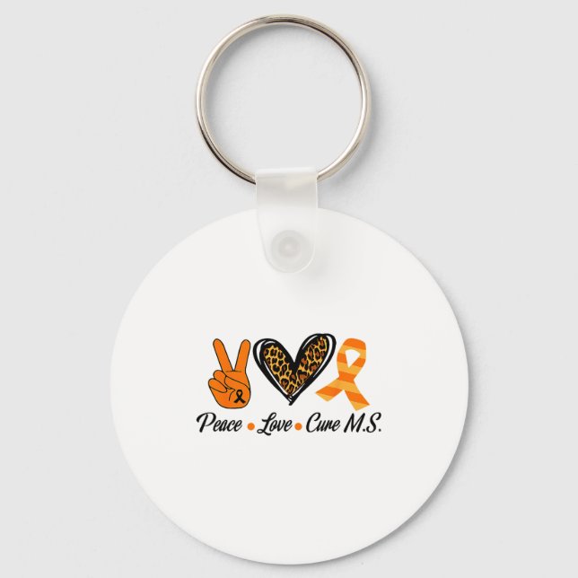Multiple Sclerosis Awareness Peace Love Cure Ms Wa Key Ring (Front)