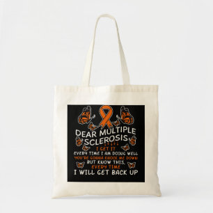 Multiple Sclerosis Awareness Quote Orange Ribbon Tote Bag