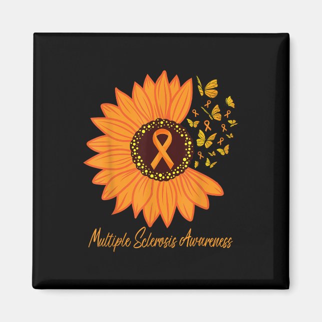Multiple Sclerosis Awareness Ribbon Flower Ms Butt Magnet (Front)