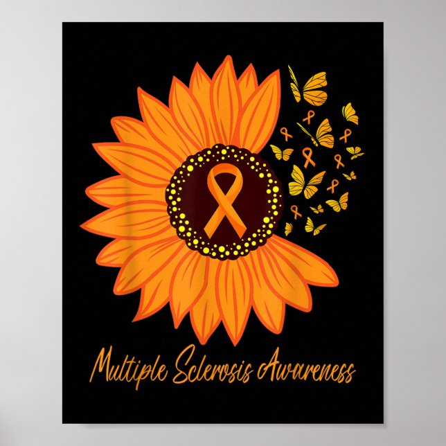 Multiple Sclerosis Awareness Ribbon Flower Ms Butt Poster (Front)