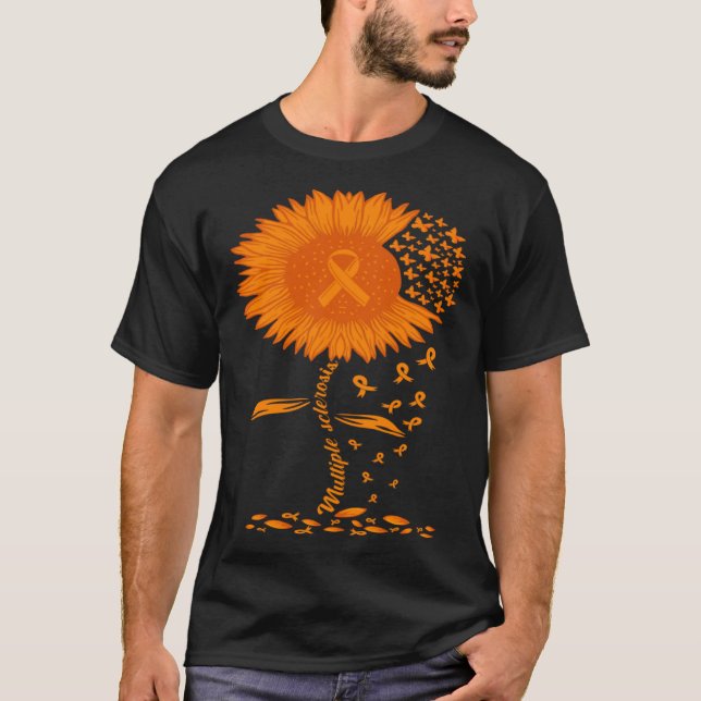 Multiple Sclerosis Awareness Ribbon Flower MS butt T-Shirt (Front)