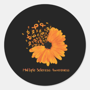 Multiple Sclerosis Awareness Ribbon Flower Ms Hope Classic Round Sticker