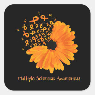Multiple Sclerosis Awareness Ribbon Flower MS Hope Square Sticker