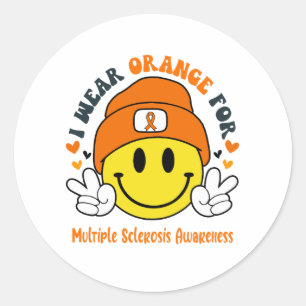 Multiple Sclerosis Awareness Ribbon Support Gifts Classic Round Sticker