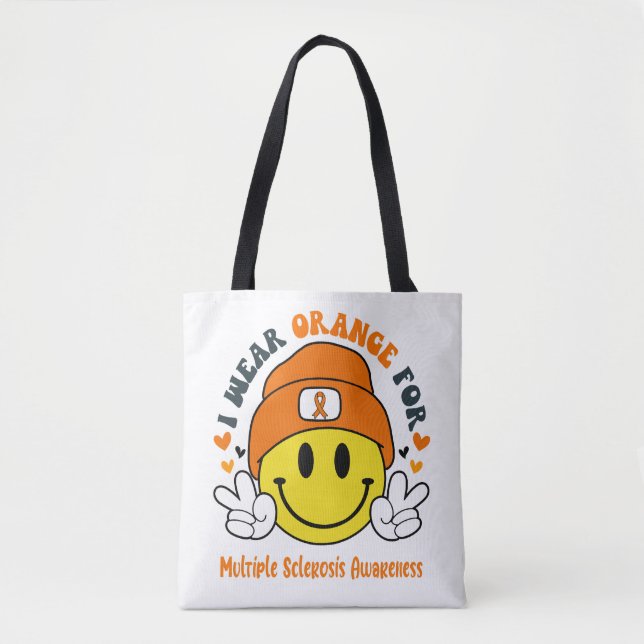 Multiple Sclerosis Awareness Ribbon Support Gifts Tote Bag (Front)