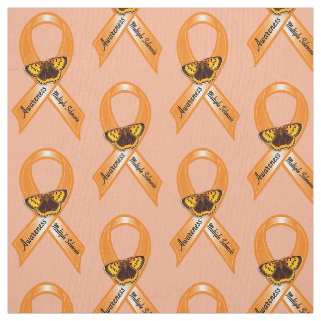 Multiple Sclerosis Awareness Ribbon with Butterfly Fabric (Swatch)