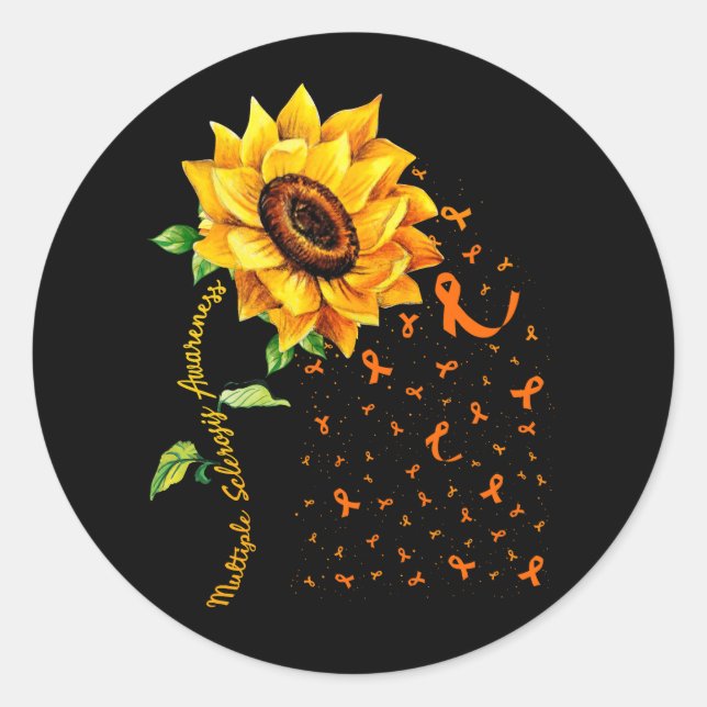 Multiple Sclerosis Awareness Sunflower MS Awarenes Classic Round Sticker (Front)