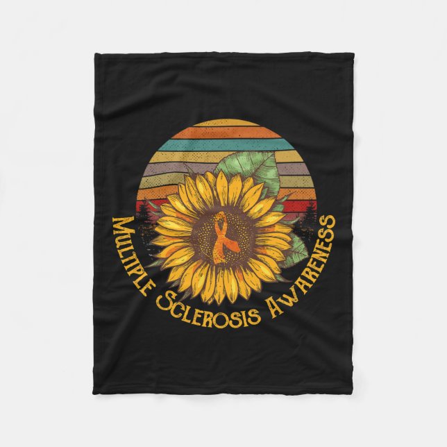 Multiple Sclerosis Awareness Sunflower Ms Awarenes Fleece Blanket (Front)