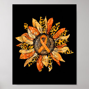 Multiple Sclerosis Awareness Sunflower Orange Ribb Poster