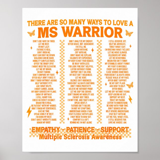 Multiple Sclerosis Awareness Ways To Love A Ms War Poster (Front)
