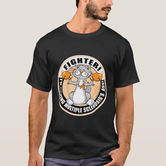 Multiple Sclerosis Boxing Cat T-Shirt (Front)