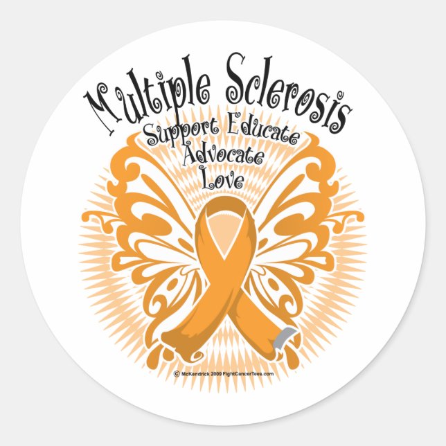 Multiple Sclerosis Butterfly 3 Classic Round Sticker (Front)