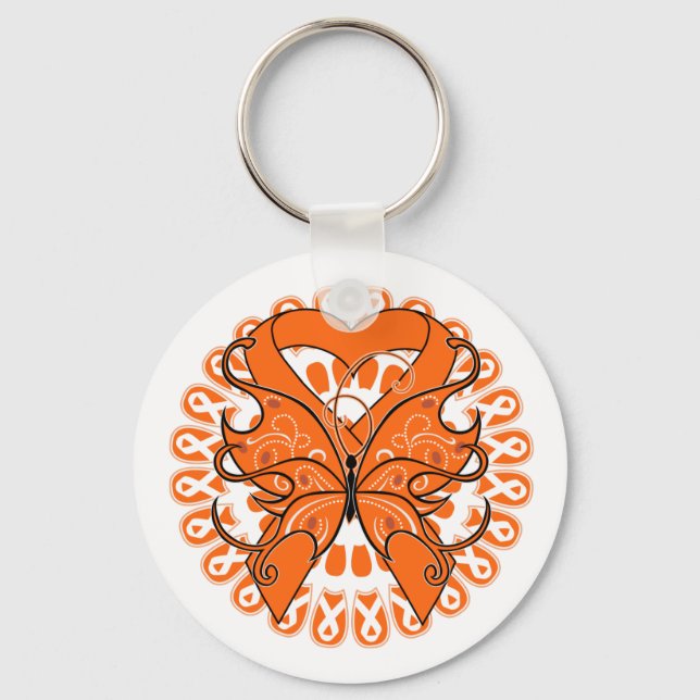 Multiple Sclerosis Butterfly Circle of Ribbons Key Ring (Front)