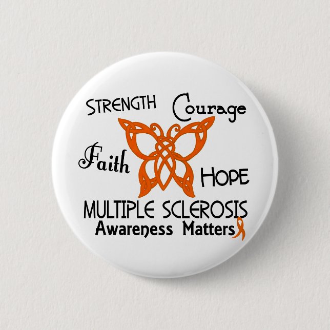 Multiple Sclerosis Celtic Butterfly 3 6 Cm Round Badge (Front)