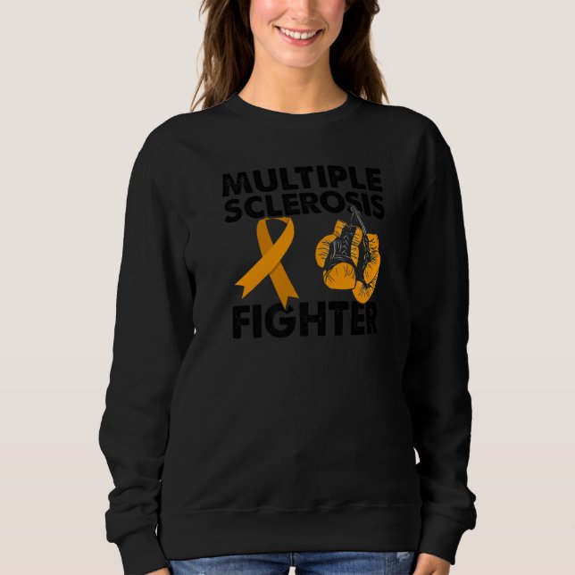 Multiple Sclerosis Fighter Orange Boxing Glove Ms  Sweatshirt (Front)