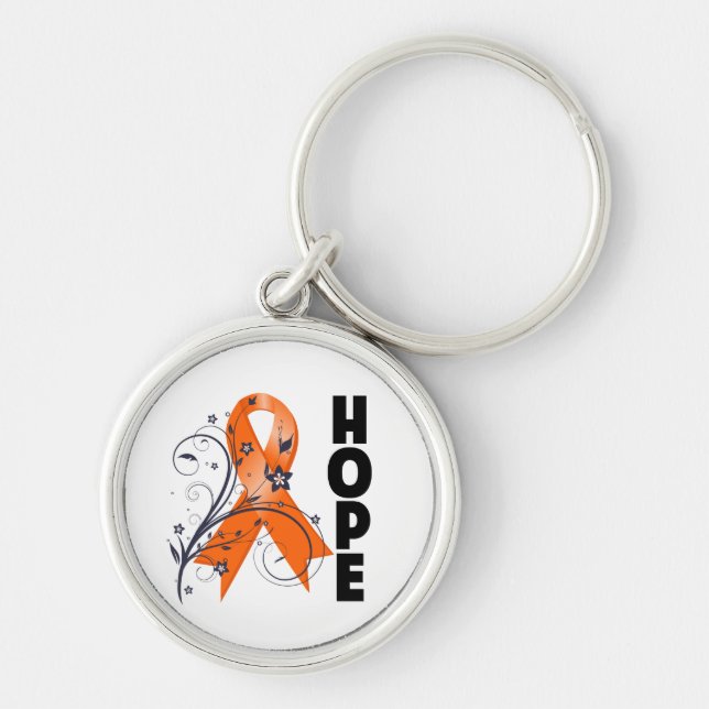 Multiple Sclerosis Floral Hope Ribbon Key Ring (Front)