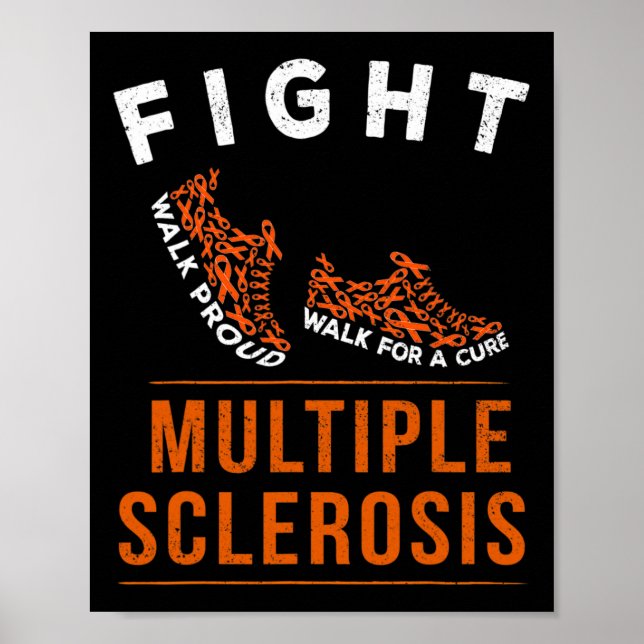 Multiple Sclerosis Ms Awareness Warrior Ribbon 1  Poster (Front)