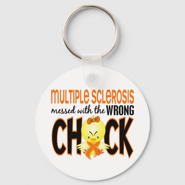 Multiple Sclerosis MS Messed With The Wrong Chick Key Ring (Front)