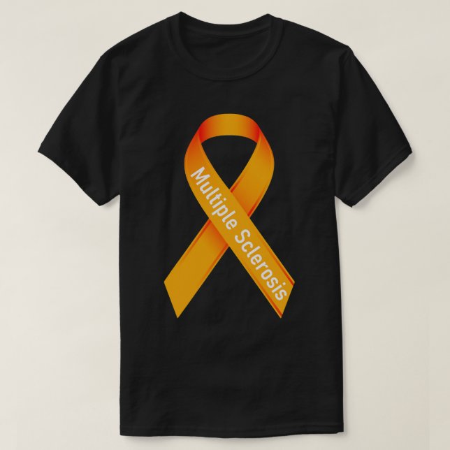 Multiple Sclerosis MS Orange Awareness Ribbon T-Shirt (Design Front)
