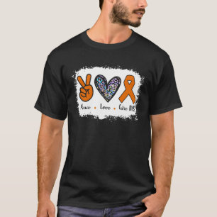 Multiple Sclerosis MS Peace Love Cure MS Leopard H T-Shirt