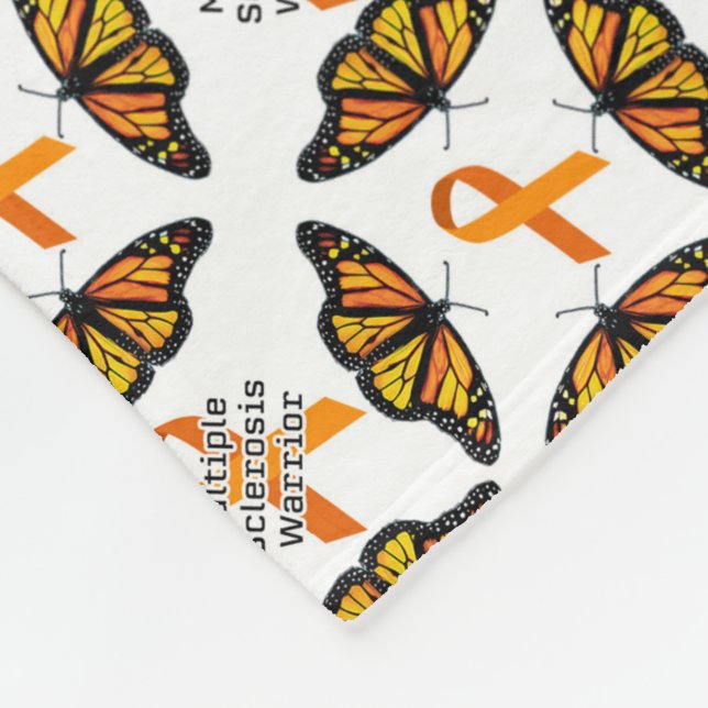 Multiple sclerosis MS warrior with butterflies Fleece Blanket (Corner)