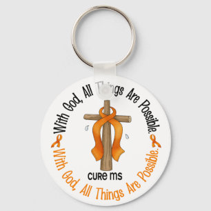 Multiple Sclerosis MS WITH GOD CROSS 1 Key Ring