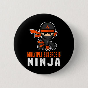 Multiple Sclerosis Ninja Awareness Funny Orange Ri 6 Cm Round Badge