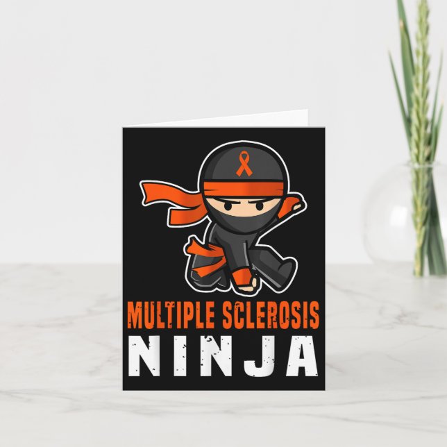 Multiple Sclerosis Ninja Awareness Funny Orange Ri Card (Front)
