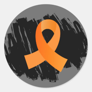 Multiple Sclerosis Orange Ribbon With Scribble Classic Round Sticker