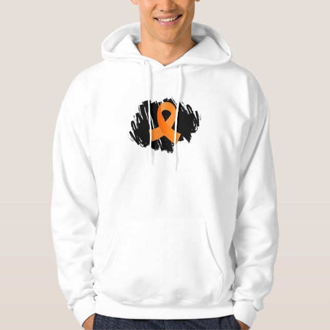 Multiple Sclerosis Orange Ribbon With Scribble Hoodie (Front)