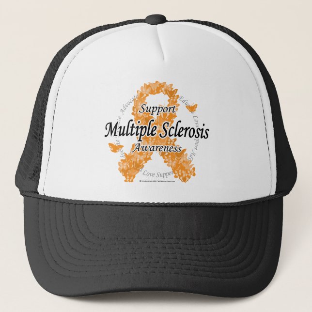 Multiple Sclerosis Ribbon of Butterflies Trucker Hat (Front)